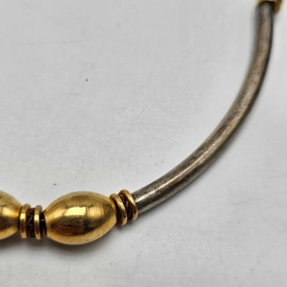 Vintage 1970s Two-Tone Tube Bead Choker Necklace - Picture 3 of 6